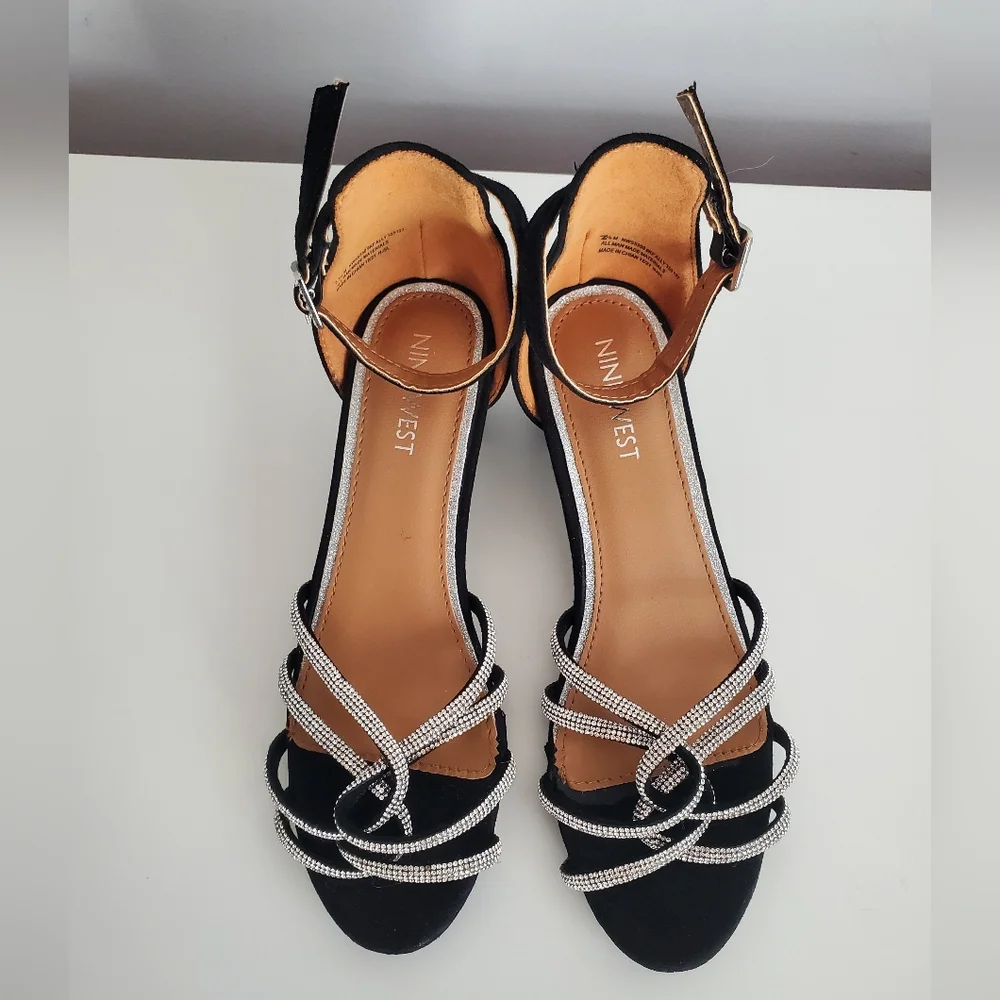 Nine West Girl's Dressy Rhinestone Heels Size 2.5 Black